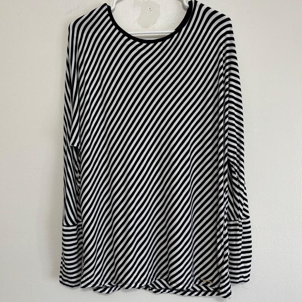 MICHAEL Michael Kors Black and White Striped Long Sleeve Top XL